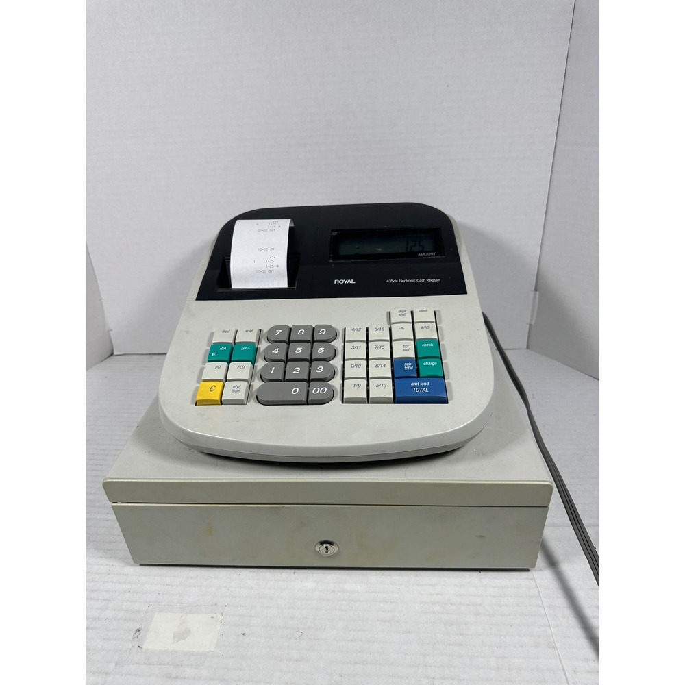 Royal 435dx Electronic Cash Register with Cash Drawer and Thermal Printer Gray